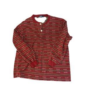 Polo Ralph Lauren native Print Thermal Henley Shirt Size XL